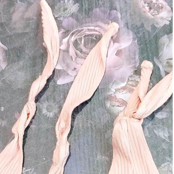 Reformation Macey Bodysuit Sleeveless Tie Shoulder Ribbed Soft Pink Womens Sz S - Picture 6 of 10